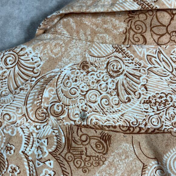 Tori Richard Shirt Mens Medium Brown Bandana Print Short Sleeve Button Up Casual - Picture 5 of 9
